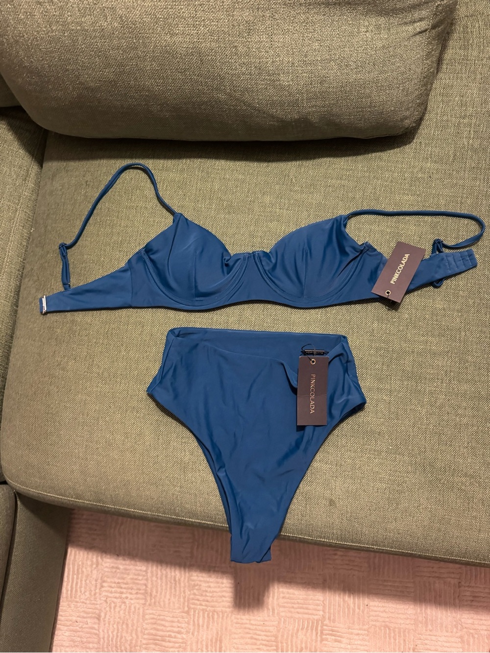 Blue Underwire Bikini Set - Women Swim